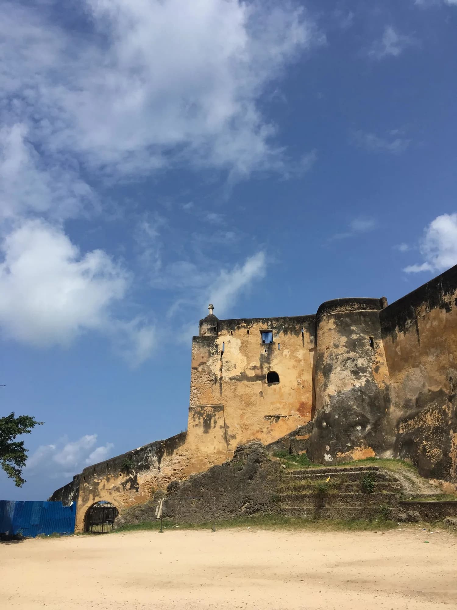 Exterior coral stone walls of Fort Jesus in Mombasa