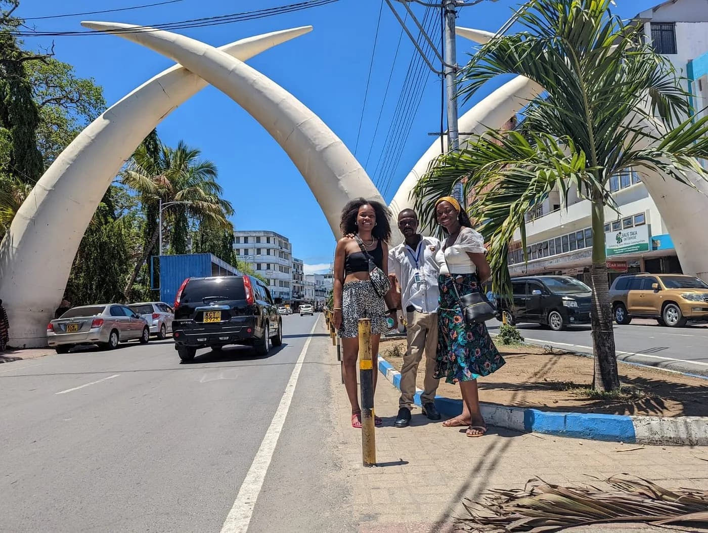 Humphrey with guests at the Mombasa Tusks landmark