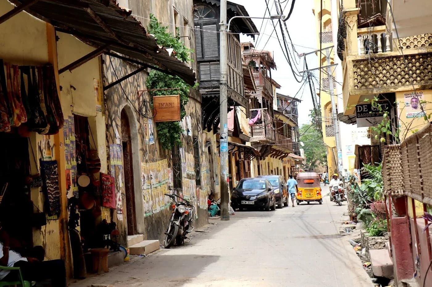 A colorful shop-lined alley in Mombasa's Old Town